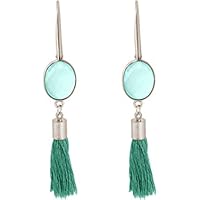 Gemshine Handmade - Ohrringe - Ohrhänger - Silber - Chalcedon - Meeresgrün - Quaste - 7 cm