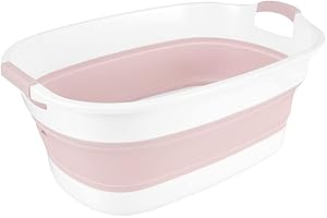 PCAPZZ Dog Bath Tub 53 X 37 X 24 Cm Multifunctional Foldable Dog Pool Pet Bathtub with Drainage Hole Portable Collapsible Laundry Basket Storage Container Organizer Dog Paddling Pool (Pink)