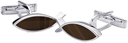 BROOKE cufflinks Ichthys symbol Tigereye silver
