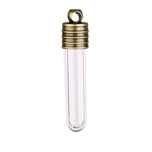 Pixnor 10ST Mini leeres Glas Tube Vials Charms Wunsch Flaschen Anhänger klar - 2