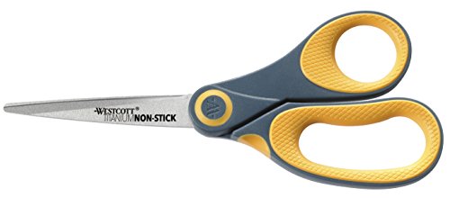 Westcott E-33681 00 Titan Nitrid Non Stick Softgrip Schere, grau / gelb, 25 cm