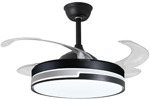 BEL AIR HOME - Ventilatore da Soffitto ROBIN - Motore DC Silenzioso - Luce LED 36W con 3 Temperature di Colore - Pale Scomparsa - Telecomando Incluso - Nero, Metallo