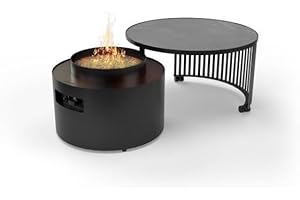 Planika – Moon 2 en 1, Table Basse avec Foyer extérieur – Parfaite pour Jardin ou terrasse, pour Chauffer et savourer Un café. Design Robuste, Facile à Utiliser, avec Housse de Protection