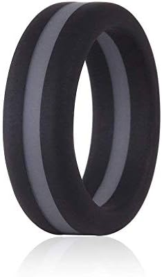 HighQuality Moneekar Jewels Silicone Wedding Bands with Blue Red Black Gunmetal Colour Thin Line Silicone Rings for Men(Amazon Exclusive)