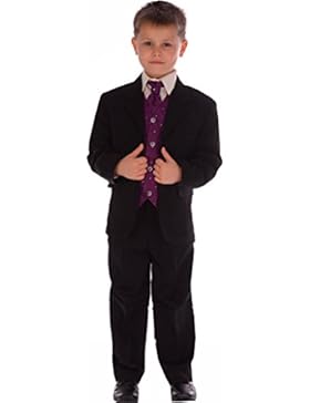 Jungen Anzug, 5-teilig, Schwarz / Lila