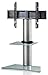 Price comparison product image VCM TV Stand Presentation Bracket Pedestal with Shelf Universal Aluminium Frosted Glass VESA Swivel "Zental"