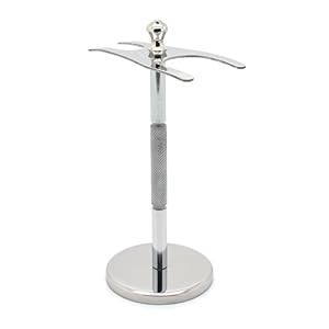 Saaqaans SRS-0150 Quality Chrome 2 in 1 Shaving Razor & Brush Stand in Silver