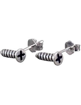 NicoWerk Silber Ohrstecker Schrauben Ausgefallen Damen 925 Ohrringe Stecker Ohrschmuck Geschenk SOS163