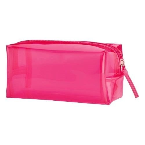 cosmetic bag or pencil case bright pink transparent PVC zip top from Avon