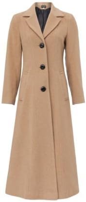 *NEW* Womens Ladies Wool &amp; Cashmere Long Plus Size Smart Coat (8, Camel)