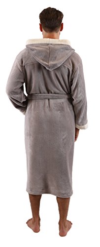 Betz leichter sportlicher Bademantel UNISEX Saunamantel mit Kapuze Damen Herren Farbe Beige oder Braun Größen S – XXL - 4