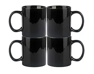 Wings Mart Ceramic Black Coffee Mug | Glossy Black Mug |Plain Ceramic Mug| 330 ml,| Gift for Boy Friend ,Kids Gift for Kids, Brother, Gift for Girlfriend, Boyfriend, Husband, Wife (Black Pack of 4)