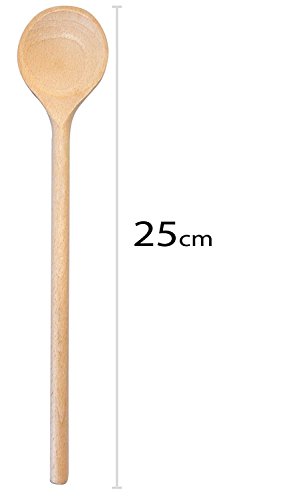 RSW24® 5-tlg Kochlöffel-Set aus kräftigem Hartholz, 25-35cm Länge, aus Buchenholz, Hartholz, Verschiedene Größen, Küchenutensilien hergestellt in Europa, mit Back-löffel und Koch-Löffel - 6