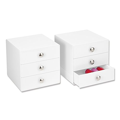 InterDesign Drawers Schubladenbox | Schminkbox mit 3 Schubladen zum Sortieren von Make-Up, Schmuck etc. | Schubladen Organizer für Büro- und Bastelbedarf | Kunststoff weiß - 6