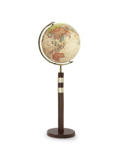 Preisvergleich Produktbild PAL 4065: Antikdesing-Standleuchtglobus, 40 cm Durchm., aktuelle Kartografie, Kabelführung integriert, Echtholzfuß und Säule walnußfarben, Höhe 1,22 m