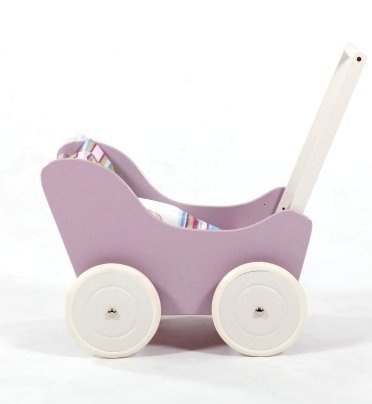 Wooden Doll Pram Hawk with Bedding Doll´s PRAM