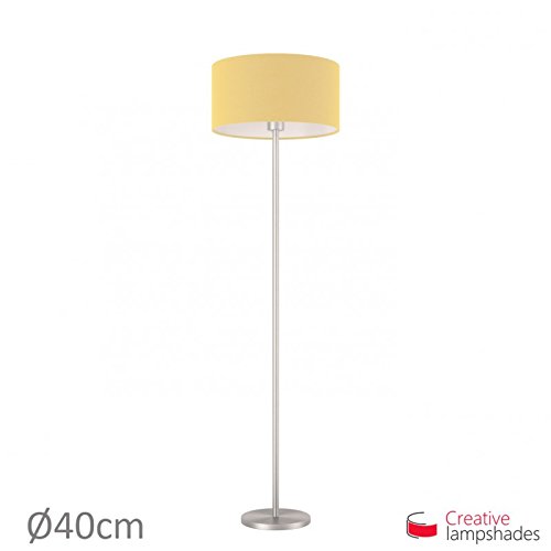 Lampenschirm Zylinder Hellgelb Leinwand – Durchmesser 35cm – H. 22cm, E27 Für Stand Pendelleuchten, Ja - 7