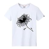 Crazboy Herren Sommer Casual Fashion Drucken Patchwork Oansatz Kurzarm T-Shirt Tops(XXXX-Large,Weiß-G)
