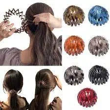 HomeoCulture Hair Clips Expandable Ponytail Holder Clip Bird Nest Shaped Hair Clips Hair Accessory Hair Bun Maker Hair Styling Tool for Women and Girls 3 PCS (MULTICOLOR) (packof3)