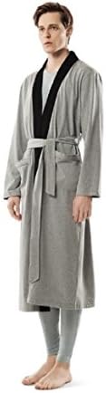 LIUDOUCotton Bathrobes Lovers Spring Autumn Casual Pajamas Cotton Bathrobe , gray , l