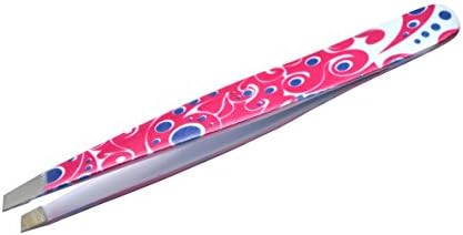Brand New Professional Eyebrow Tweezers, Slanted, Hair Removal Tweezers Slant Tip - Stainless Steel (Pink Flowers)