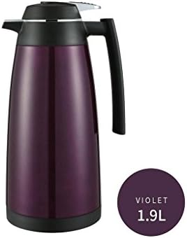 Rollsnownow Home 304 Stainless Steel Hot Water Bottle Heat Preservation High Capacity Insulation Pots Kitchen Restaurant Bedroom Warm Pot Kettle Glass Liner 1.9L ( Color : Purple )