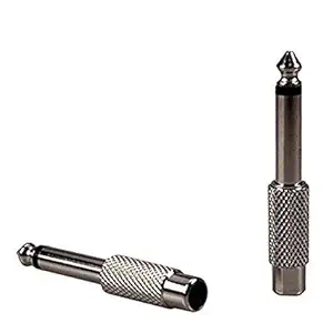 SeCro Silver Plated 6.3mm (1/4 inch) Mono Male to RCA Connector Female Audio Adapter (2 Pack)