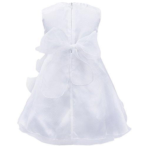 Tiaobug Baby Mädchen Kleid Prinzessin Hochzeit Taufkleid Blumenmädchen Festlich Kleid Kleinkind Festzug Kleidung (74-80 (Herstellergröße: 70), Weiß) - 3