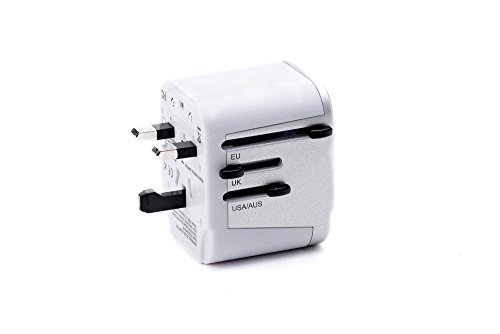 Alles-in-Einem-Weltweit-Universal-Reise-Adapter (Europa, UK, USA, Australien) Internationaler Stecker-Adapter mit USB Ausgängen 2.4A -Weiße und Silber - 5