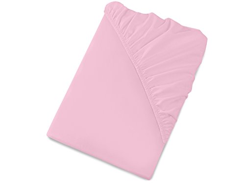 Gewebtes Eck-Spannbettlaken in 11 frischen Pastell-Farben und in 4 verschiedenen Größen erhältlich, 100% Baumwolle, 180 x 200 cm, rosa - 7