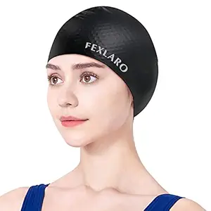 FEXLARO Silicone Swimming Cap Long Hair Swim Cap Waterproof and Highly Elastic Swimming Cap Non-Slip Ear Protection Swim Cap for Men and Women