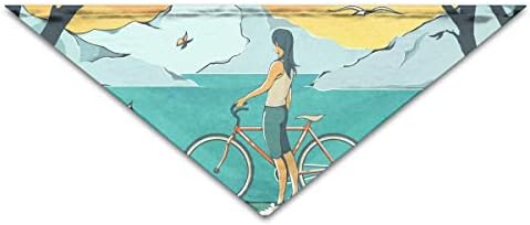 Hoklcvd Dog Bandana Scarf Triangle Bibs Bicycle Art Girl Kerchief,Pets Birthday Accessories