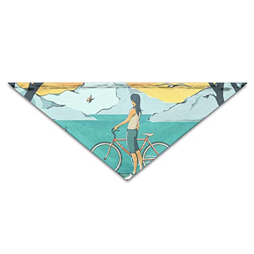 Hoklcvd Dog Bandana Scarf Triangle Bibs Bicycle Art Girl Kerchief,Pets Birthday Accessories