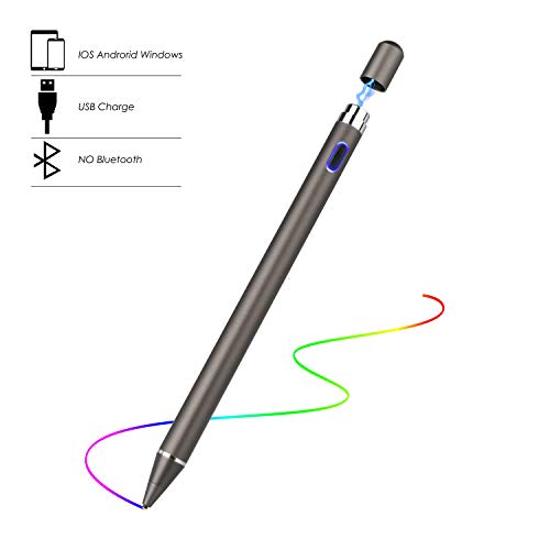 DIGDAN Lapiz Tactil, Recargable Lápiz Digital de Punta Fina y Lápiz Optico Activo para Pantallas Táctiles, Compatible con iPhone/iPad/Samsung/Smartphones/Tablet (iOS/Android) para Escritura/Dibujo