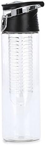 Water Bottle with Fruit Infuser | Leak Proof | Tritan Plastic | BPA Free | Carry handle | Health benefits | Easy clean top rack dishwasher safe | Large Size 800ml (Black).