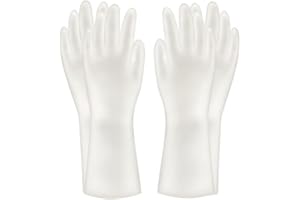 SOOJET 2 pares de guantes de silicona reutilizables, guantes de recuración multifuncionales ecológicos y resistentes al calor para el hogar (blanco translúcido), L