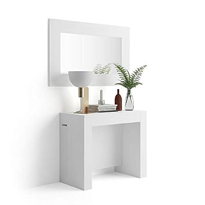 Mobili Fiver, Table Console Extensible avec Porte-rallonges, Easy, Frêne Blanc, 45 x 90 x 76 cm, Mélaminé/Aluminium, Made in Italy