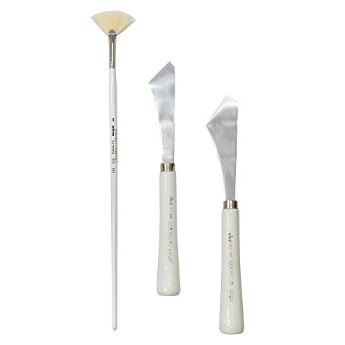 Malmesser Malspachtel + Fächerpinsel 3er Set Künstlerspachtel für Ölfarben, Ölmalerei, Acryl, Acrylmalerei