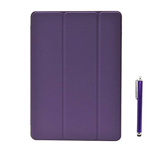 Apexel Drei zusammenklappbar Ultrathin Smart Cover Case mit durchscheinend Back Cover und Eingabestift für iPad Air 2 – Schwarz _ P Violett violett 24.2*17.2*1.3