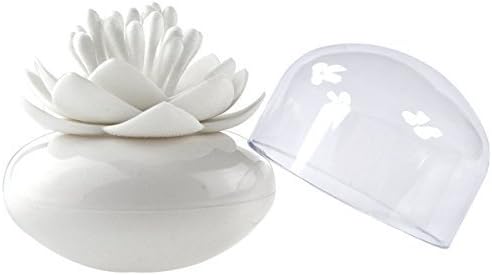 MelonBoat Lotus Cotton Swab Holder, Small Q-tips Toothpicks Storage Organizer, White