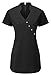 V Neck Beauty Hairdressing SPA Nail Salon Therapist Massage Tunic Uniform V4B (14, Black)