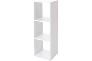 Acomoda Textil – Estantería para Pared y Suelo de Madera Moderna y Resistente para Dormitorio, Cocina, Baño y Oficina. Estante para Organizar de Fácil Instalación. (3 Cubos, Blanco)