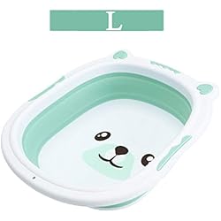 GRASSAIR Portable Bébé Pliant Bassin en Silicone Lavabo Baignoire-Pliable Épaissir Tourisme Enfants Lavage Porte-Eau Pliable Baignoire (Enfant Nouveau-Né),Green,L
