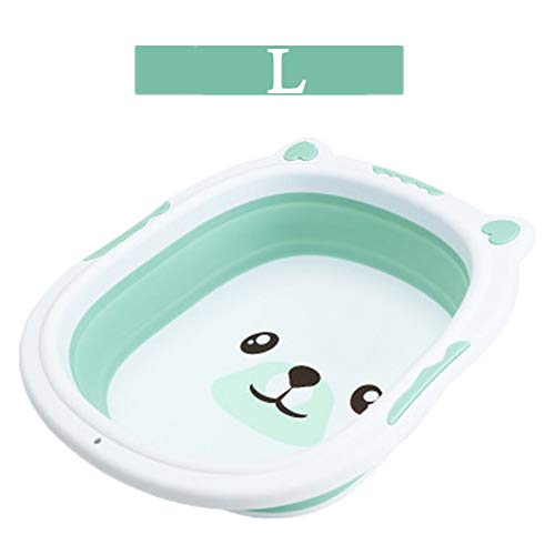 GRASSAIR Portable Bébé Pliant Bassin en Silicone Lavabo Baignoire-Pliable Épaissir Tourisme Enfants Lavage Porte-Eau Pliable Baignoire (Enfant Nouveau-Né),Green,L