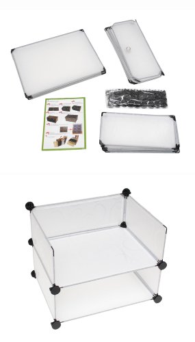 ts-ideen Schuhschrank Kinderregal Flur SteckSchuhschrank Kinderregal Flur Steck Regal Standregal Schuhregal Sideboard in transparentem Weiß mit Muster mit schwarz lackierten Metallstäben - 2