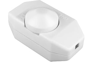 TECHZOCO Potenciómetro regulador de luz con Interruptor, Dimmer LED, Interruptor regulador intensidad, Atenuador de luz, Apto para 60W, 230 Voltios, Conexión por soldadura, PVC, Blanco