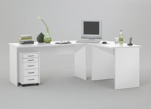Tilly White Finished Corner Home Office Computer Desk by DMF
