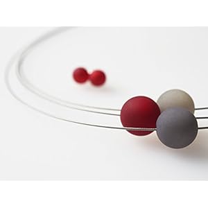 Schmuckset Polariskette grau rot siam anthrazit Kette