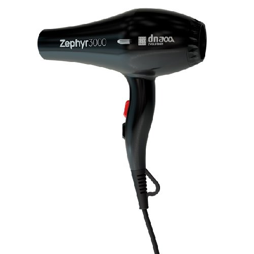 Phon Professionale Capelli Zephyr 3000, 2000 Watt effettivi, 2 velocità, 4 liv.Riscaldamento (Nero)