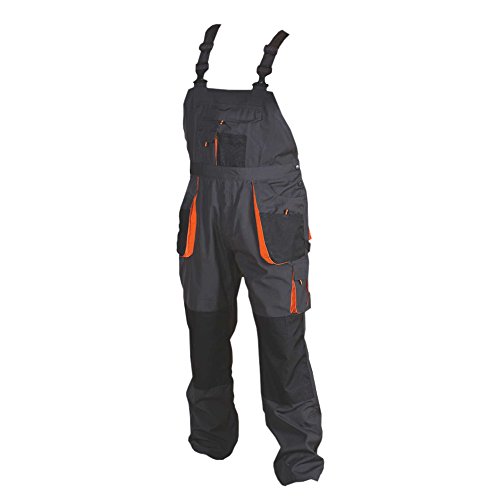 Herren ArbeitsLatzhose mit Kniepolstertaschen,Arbeitshose,Schwarz Оrange,Qualitat - 2